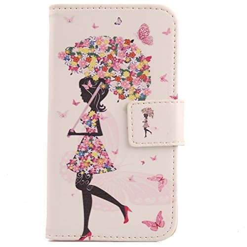 Image of Tnviud Painted Flip Wallet-Design PU Leather Cover Skin Protection Case For Alba ACF28 2G 2.8" (Umbrella Girl Design)