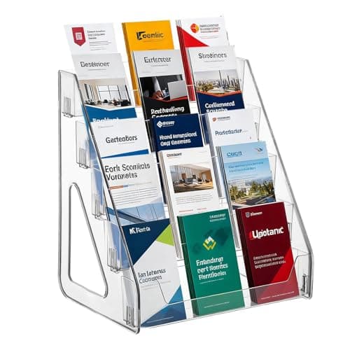 Image of YEXEXINM 5-Tier Table Brochure Stand, Leaflet & Brochure Holder Clear Acrylic Flyer Stand for 1/3 A4 Size Literature Holder Booklet, Menu Display & Dispenser for Office, Restaurants & Reception