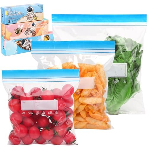 Image of 70 Pieces Food Storage Freezer Bags, TAIYUNWEI Reusable Seal Zip Lock Sandwich Bags for Meat, Fruits, Vegetables, Grains, Sandwich, Nuts