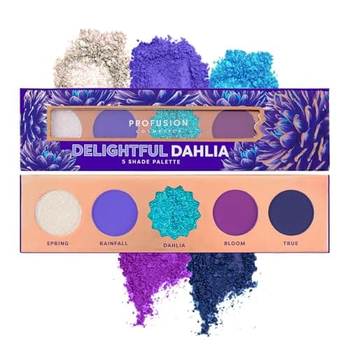 Image of Profusion Cosmetics Blooming Hues Eyeshadow Palette - 5 Highly Pigmented Shades with Built-in Mirror, Multi-Finish & Long-Wearing Formula, Blendable, Vegan & Cruelty-Free Makeup (Pretty Poppy)