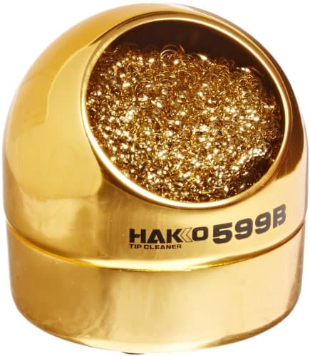Image of Hakko 599B Brass Soldering Iron Tip Cleaning Wire – no Water Solder Cleaner with Pot Base 599B-02