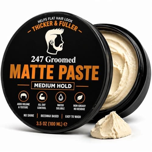 Image of Matte Hair Paste for Men | Strong Hold, Natural Matte Finish | 3.5 Oz (100 ml) | Thickening & Texturizing Styling Paste | Adds Volume | Non-Greasy, Beeswax Based