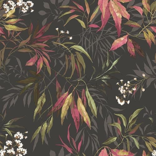 Image of Belgravia Décor Kanata Leaf Bold Tropical Oriental Wallpaper Ideal for Feature Walls or Living Rooms, Powder Room Wallcovering in Charcoal 2340