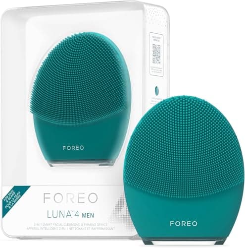 Image of FOREO LUNA 4 MEN Facial Cleansing Brush for Skin & Beard - Firming Face Massager - Anti Aging Face Brush - Enhances Absorption of Skin Care Products - App-connected - USB-rechargeable - Waterproof