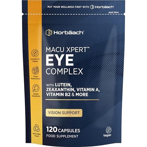 Image of Lutein and Zeaxanthin Eye Supplement for Adults | High Strength Complex with Vitamin A, E, C, B2, Zinc, Copper and Beta Carotene | 120 Vegan Capsules | By Horbaach