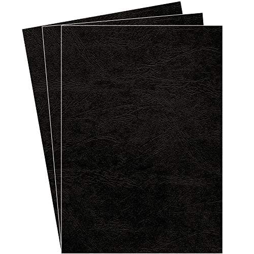 Image of Fellowes A4 Leatherboard Binding Covers, 250gsm Heavyweight Leathergrain Finish, FSC Certified, Black, Pack of 100 - Recyclable, Compatible with Comb & Wire Binding