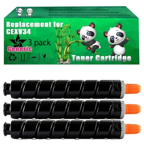 Image of Replacement CEXV34 Toner Cartridge Compatible for Canon iR ADVANCE C2020i C2020L C2025i C2030i C2030L C2220i C2220L C2225i Printers (3 Pack Black)