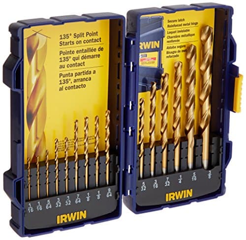 Image of Irwin Tools 4935607 Titanium Nitride Coated High-Speed Steel Drill Bit Set, Pro Case, 15-Piece