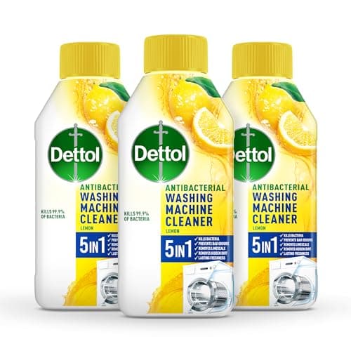 Image of Dettol Antibacterial Washing Machine Cleaner, Removes Limescale, Dirt & Bad Odours, Lemon Breeze , Pack of 3 x 250ml