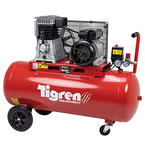 Image of TIGREN Belt Drive Air Compressor, Twin Cylinder Oil-Lubricated 230V 13A, 100L, 3hp / 2.2kW, 150psi / 10 Bar 14CFM 97dB