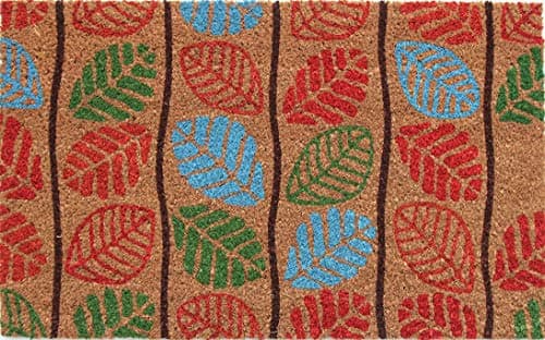 Image of Coco&Coir Door Mat | Non-Slip | Thick Coir | Premium Quality | Rubber Backed | Eco-Friendly | Indoor | Outdoor | Heavy Duty | Leaves Themed | Entrance Door Mat | 45 x 75 cm (Early Leaves)