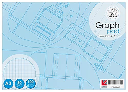 Image of Vizsla, A3 Graph pad, 50 Sheets (100 Pages) 1mm, 5mm, 10mm Graph Paper