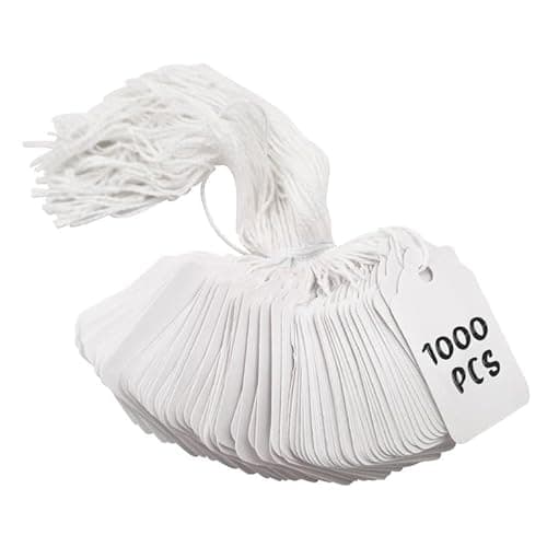 Image of Swift Strung Tags White Card Clothing Parcel Label String Hanging Gift Swing Tickets Kraft Hang Price Labelling 32mm x 22mm (Pack of 1000)