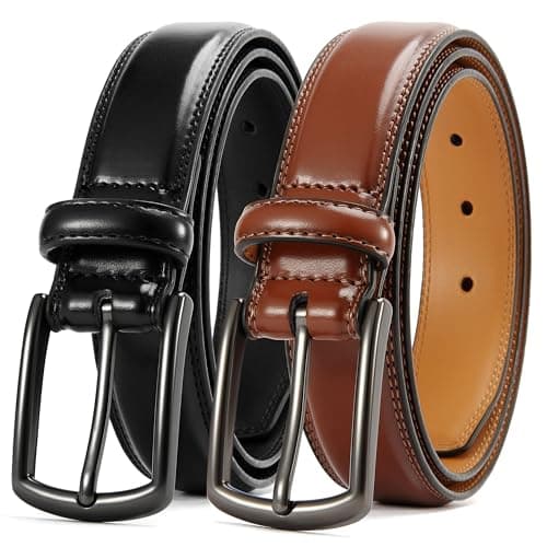 Image of CHAOREN Mens Belts Leather 2 Pack - 1 1/4" Dress Belts for Men - Perfect for Casual Jeans and Business Set
