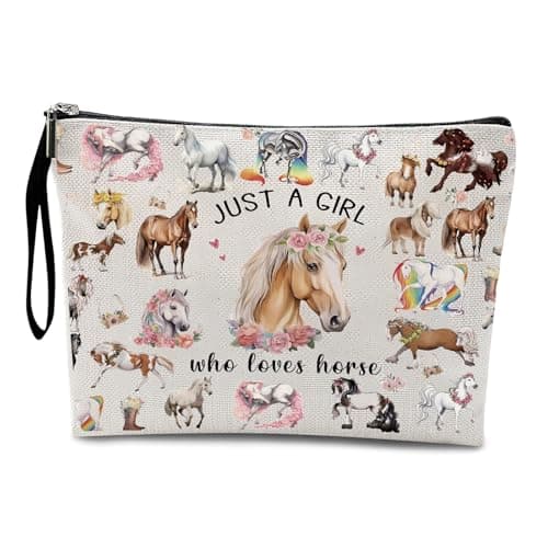 Image of Horse Gifts for Girls Women Makeup Bag Horse Lover Gifts Travel Toiletry Pouch Cosmetic Bag Pencil Case Cowgirl Equestrian Present Christmas Birthday Graduation Gift for Daughter Friend Sister Wife