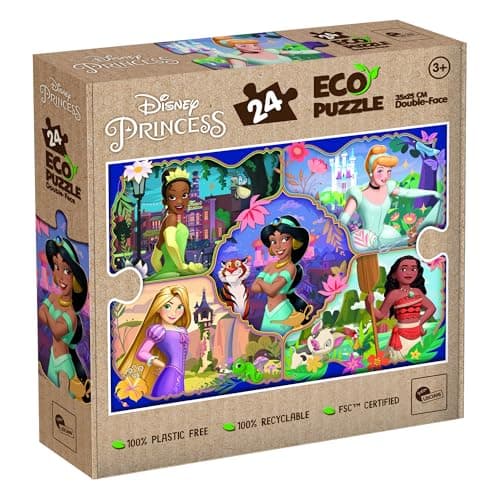 Image of Lisciani - DISNEY PRINCESSES Jigsaw Puzzle - 24 Piece Double Sided Jigsaw Puzzle for Children from 3 years - Colouring Back - Format 25x35 cm - Educational and Creative Game - Birthday Gift Idea