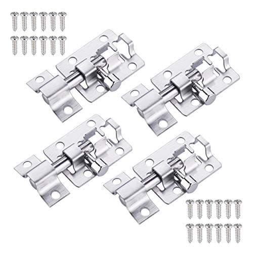 Image of Door Lock Bolt,4 Pack Slide Latch Lock,1.5 inch Door Security Barrel Bolt Latch Slide Door Bolt with Screws for Door Bedroom Chest Cabinet Window Fence