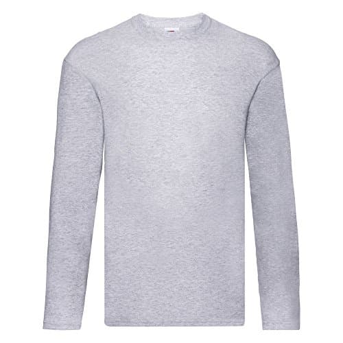 Image of Fruit of the Loom Men's Valueweight Long Sleeve T-Shirt, Heather Grey, Medium