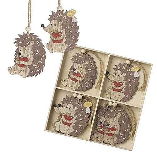 Image of Heaven Sends Wooden Hedgehog Christmas Tree Decorations