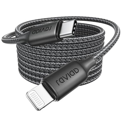 Image of RAVIAD USB C to Lightning Cable 3M [MFi Certified] iPhone Fast Charger Cable Power Delivery Nylon USB-C Charging Cord for iPhone 14/13/12/12 PRO Max/12 Mini/11/11PRO/XS/Max/XR/X/8/8Plus/iPad -Black