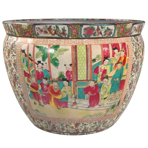 Image of ORIENTAL FURNITURE 16" Rose Medallion Porcelain Fishbowl
