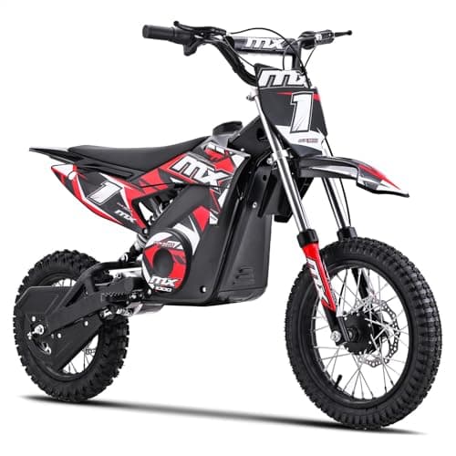 Image of Funbikes MX1000 1000w 36v Lithium Red Electric Kids Dirt Bike – 62cm Seat Height, 3-Speed, CE/UKCA Approved, Boxed & Partially Assembled