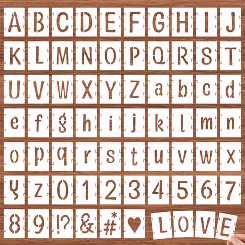 Image of Mabor 2 Inch Letter Stencils for Painting - 66 Pcs Reusable Plastic Alphabet, Number & Symbol Templates with Interlocking Design - Suitable for Wood, Fabric, Glass, Signage & DIY Crafts