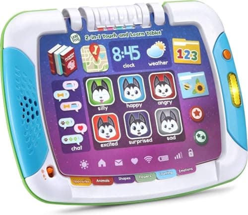 Image of LeapFrog 2-in-1 Touch & Learn Tablet, Kids Two-Sided Tablet, Electronic Toy with Stories and Activities, Tablet for Boys and Girls, Educational Play for Children Aged 2 Years +, Multicolor, 611203