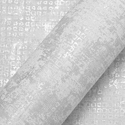 Image of Baketron Concrete Effect Wallpaper Metallic Silver Grey Cement Textured Wallpaper Feature Neutral Retro Decorative Luxury Wall Paper Roll Living Room Hallway Bedroom Kitchen Wall Paper for Adults