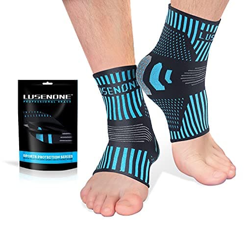 Image of Professional Ankle Support Brace 2 Pack, Breathable Plantar Fasciitis Socks, Anti-Slip Ankle Compression Sleeve Socks for Joint Pain, Ligament Damage, Sprained Ankle, Achilles Tendonitis, Sports