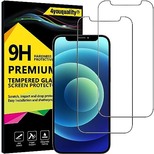 Image of 4youquality Screen Protector for iPhone 12 Mini (5.4-Inch), Tempered Glass Film, 2-Pack, [LifetimeSupport][Impact-Resistant][Anti-Shatter][Anti-Scratch]