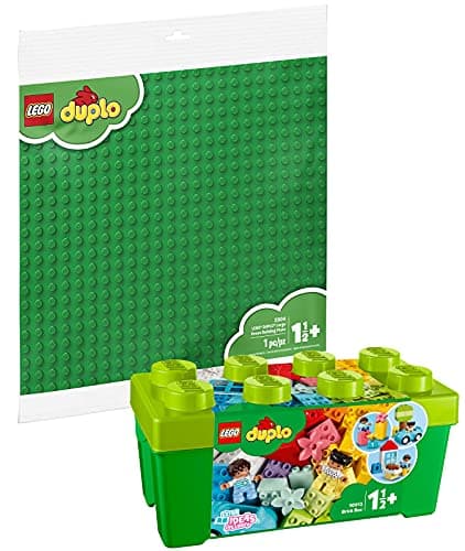 Image of Lego Duplo Set of 2: 10913 Stone Box & 2304 Large Building Plate, Green