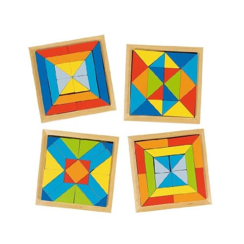 Image of Goki World of Shapes, Puzzle I, Colourful Set of 4 Wooden Puzzles, Brainteaser Shape Puzzles for Ages 6+