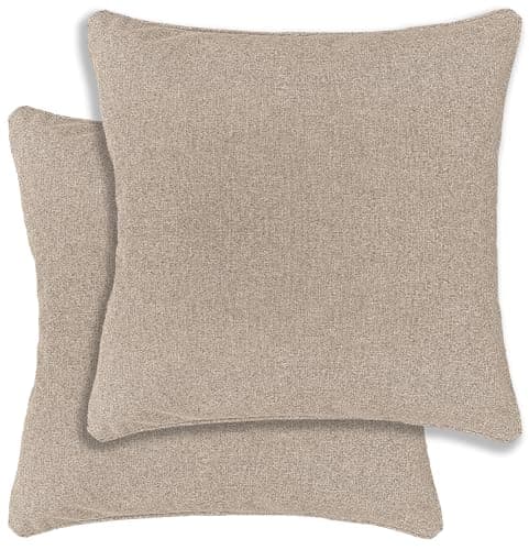 Image of Enhanced Living Pair of Austin/Dallas Natural Cushion Covers 43x43cm – Textured Linen Look with Piped Edge – Double-Sided, Zip Opening – Covers Only, No Inserts