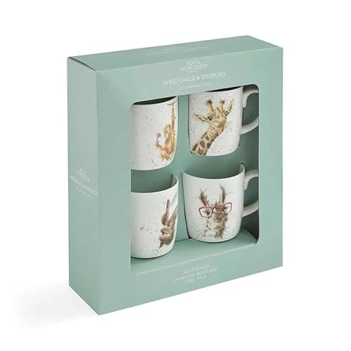 Image of Royal Worcester Wrendale Deigns Zoo-olgy Large 0.4 Litre Design Ceramic Mugs Set of 4