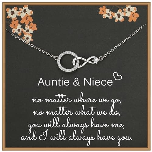 Image of Weelody Auntie and Niece Necklace, Sterling Silver CZ Infinity Necklace for Women, Birthday Gifts, Aunt Niece Gifts, Present for Aunty