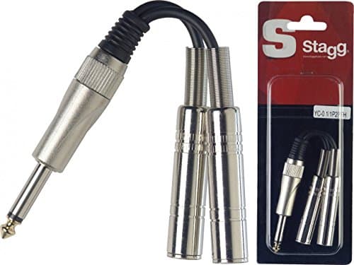 Image of Stagg 16120 1 x Male/2x Female Mono Jack Splitter Adapter Y-Cable - Black