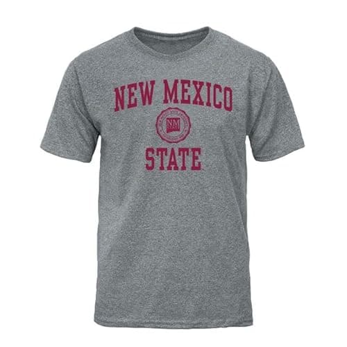 Image of Barnesmith Short Sleeve T-Shirt, Cotton Poly Blend, Unisex, Heritage Logo, Grey, NCAA Colleges, New Mexico St - Charcoal Heather, S