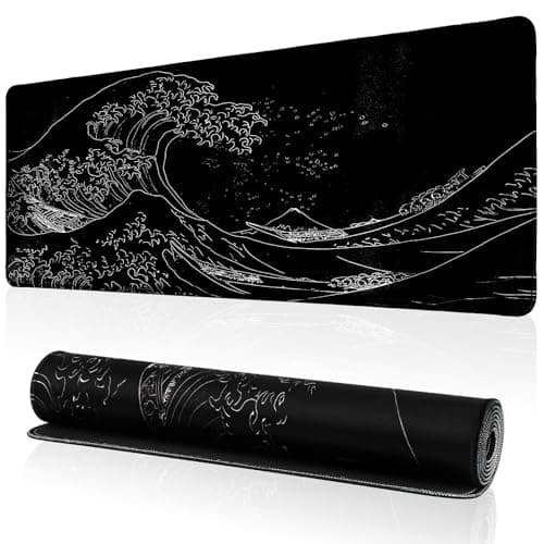 Image of JINJIASC Gaming Mouse Pad Topographic Contour Large Desk Mat Long Computer Keyboard Mouse Mat Mousepad with Slip Base Desk Pad Edge for Home Office Work (Wave)