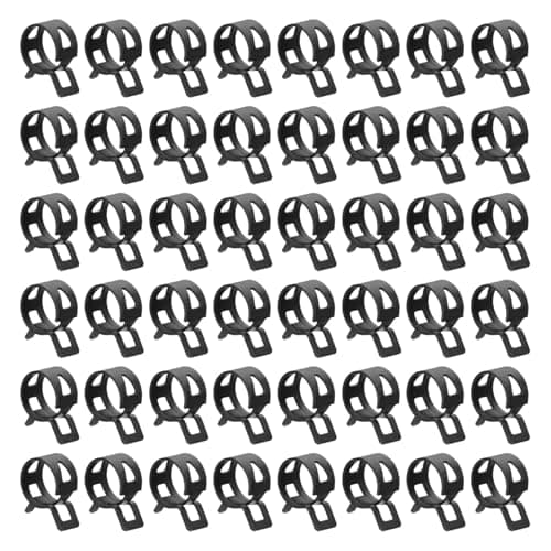 Image of sourcing map 60pcs Spring Band Type Hose Clamps 12mm Fuel Line Hose Spring Clip Silicone Vacuum Hose Pipe Clamp Low Pressure Tube Clip Fastener, Black
