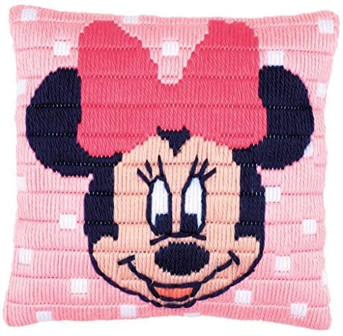 Image of Vervaco Long Stitch Cushion Kit Disney Minnie Mouse, Cotton, Multi-Colour, 25 x 25 x 0.3 cm PN-0169203
