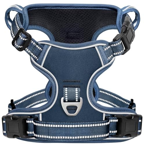 Image of HEELE Dog Harness No Pull Small Release on Neck Front Back Clips Dog Vest Harness Reflective Adjustable Padded Breathable Easy Control Handle for Walking Training, Royal Blue, XS