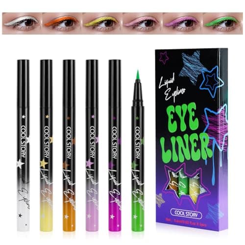 Image of LOPHE 6 Colorful Eyeliner Pencils,Matte Liquid Eyeliner Set, Waterproof & Smudge Proof, Quick-Dry Long Lasting Formula, Vegan and Gentle for Sensitive Skin, For Christmas & Masquerade Makeup