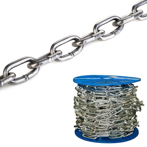 Image of 1 Metre (8mm) Zinc Plated Steel Chain Heavy Duty Durable Security Links Metre Cut Length 400kg Rated Load D2 - Long Link