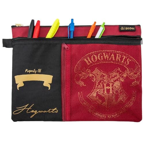 Image of Blue Sky Studios Harry Potter Multi Pocket Pencil Pouch & Carrying Case, Zip up Pounch to Hold Stationary Supplies for Harry Potter Fans, 34 x 25 Centimetres