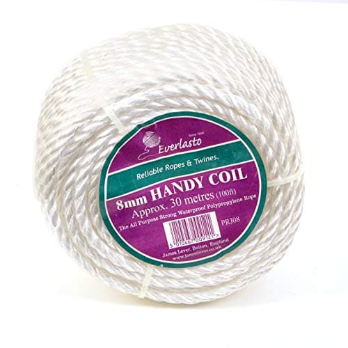 Image of Everlasto Trade Handy Coils - White Polypropylene Poly Rope 6mm 8mm 10mm (8MM X 30M)