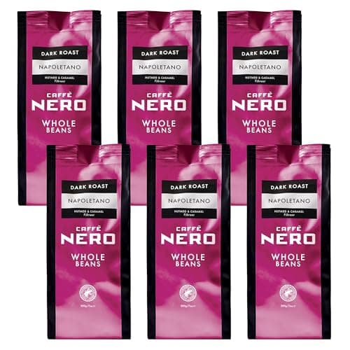 Image of Caffè Nero - Classico Whole Roasted Coffee Beans (6 x 200g Bulk Pack, Napoletano Beans)