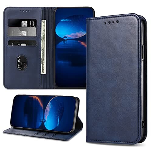 Image of DENDICO Case for Galaxy S6, Classic PU Leather Magnetic Wallet Case, Flip Folio Protective Phone Cover Compatible with Samsung Galaxy S6, Blue