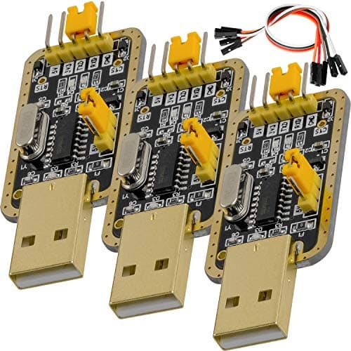 Image of AZDelivery UART-TTL USB Adapter 3.3V 5V CH340G Interface Converter Module, with 20cm Jumper Cable, compatible with Arduino Including E-Book! (Pack of 3)