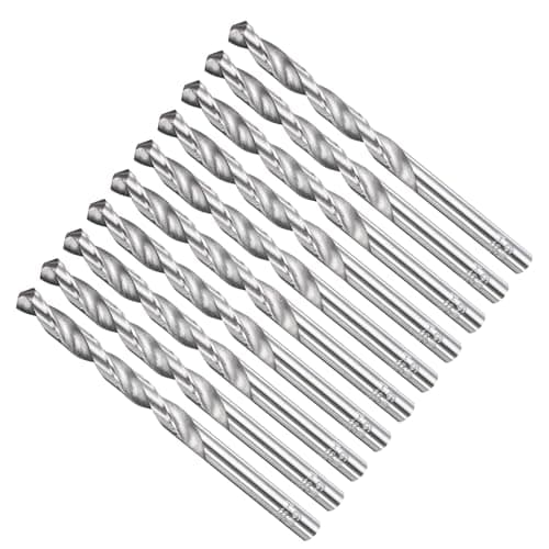 Image of METALLIXITY Drill Bit (6mm) 10Pcs, 4241 High-Speed Steel Straight Shank 118° Uncoated Bright Finish Drill Bit for Wood Plastic Iron Copper Aluminum Low Soft Metal